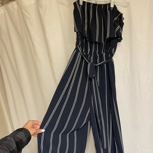 striped jumpsuit strapless